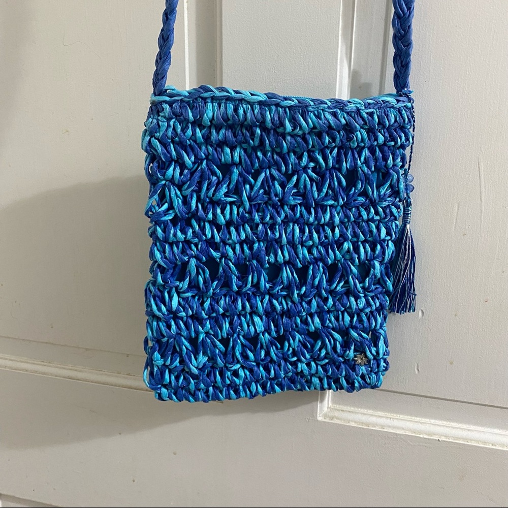 Cappelli blue raffia cross body